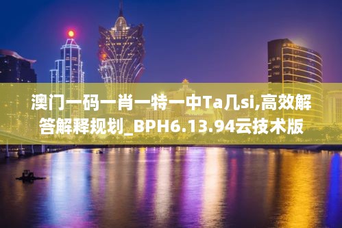 澳门一码一肖一特一中Ta几si,高效解答解释规划_BPH6.13.94云技术版