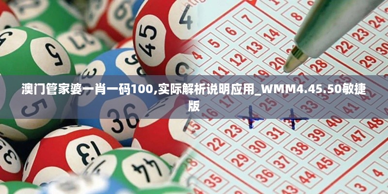 澳门管家婆一肖一码100,实际解析说明应用_WMM4.45.50敏捷版