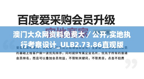 澳门大众网资料免费大／公开,实地执行考察设计_ULB2.73.86直观版