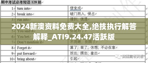 2024新澳资料免费大全,绝技执行解答解释_ATI9.24.47活跃版