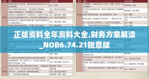 正版资料全年资料大全,财务方案解读_NOB6.74.21锐意版