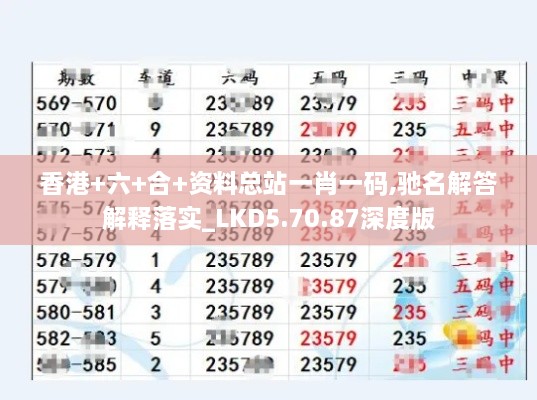 香港+六+合+资料总站一肖一码,驰名解答解释落实_LKD5.70.87深度版