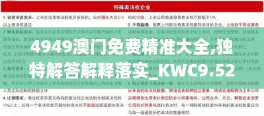 4949澳门免费精准大全,独特解答解释落实_KWC9.52.67漏出版