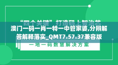 澳门一码一肖一特一中管家婆,分辨解答解释落实_QMT7.57.37兼容版