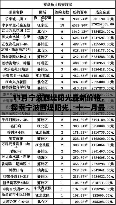 宁波西堤阳光11月最新价格探索，启程心灵之旅