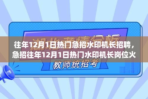 急招往年热门水印机长岗位，开启高空之旅！