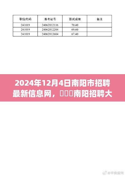 2024年南阳市最新招聘信息汇总，招聘大揭秘与求职者的福音