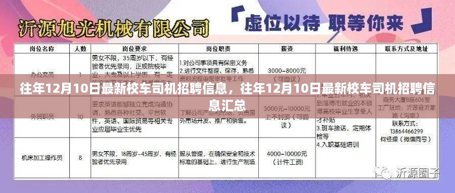 往年12月10日最新校车司机招聘信息汇总发布！