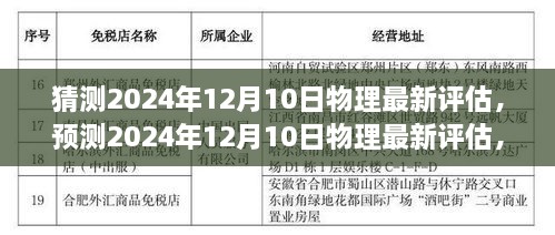 探索未知世界的里程碑事件，预测物理领域在2024年12月10日的最新评估展望