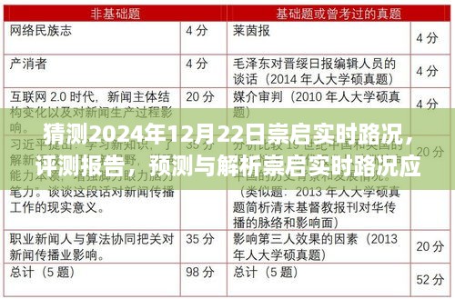 2024年12月22日崇启实时路况预测与评测报告