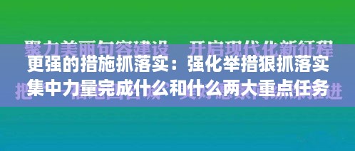 更强的措施抓落实：强化举措狠抓落实集中力量完成什么和什么两大重点任务 