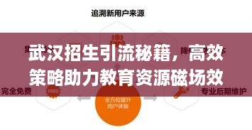 武汉招生引流秘籍，高效策略助力教育资源磁场效应构建