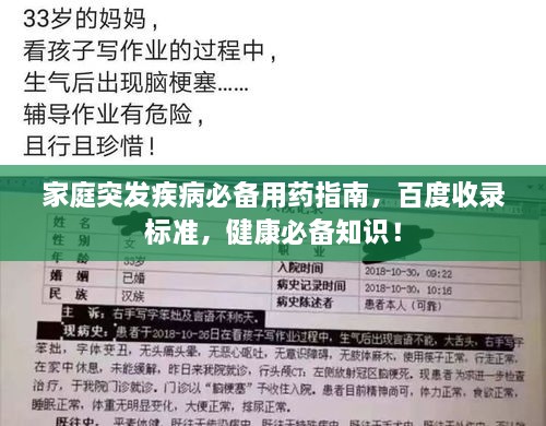 家庭突发疾病必备用药指南，百度收录标准，健康必备知识！