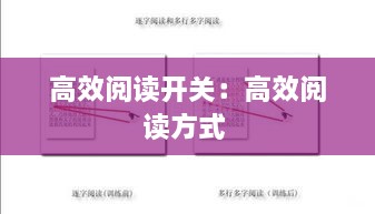 高效阅读开关：高效阅读方式 