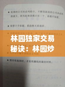 林园独家交易秘诀：林园炒股秘籍增订版2019年pdf下载 