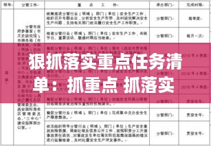 狠抓落实重点任务清单：抓重点 抓落实 