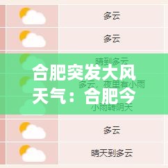 合肥突发大风天气：合肥今日大风几级 