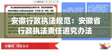 安徽行政执法规范：安徽省行政执法责任追究办法 