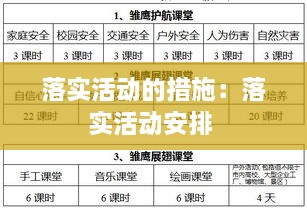 落实活动的措施：落实活动安排 