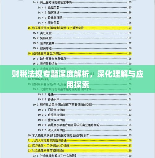 财税法规专题深度解析，深化理解与应用探索