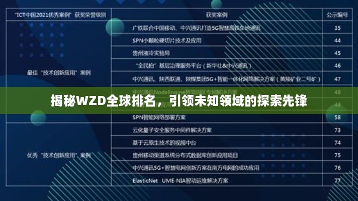 揭秘WZD全球排名，引领未知领域的探索先锋