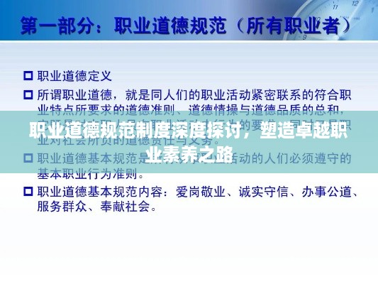 职业道德规范制度深度探讨，塑造卓越职业素养之路