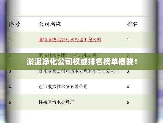 淤泥净化公司权威排名榜单揭晓！