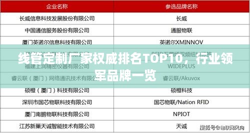 线管定制厂家权威排名TOP10，行业领军品牌一览