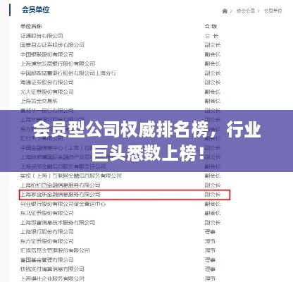 会员型公司权威排名榜，行业巨头悉数上榜！